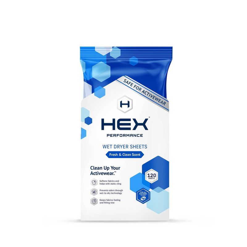 HEX Performance Wet Dryer Sheets - Fresh & Clean Scent - 120ct