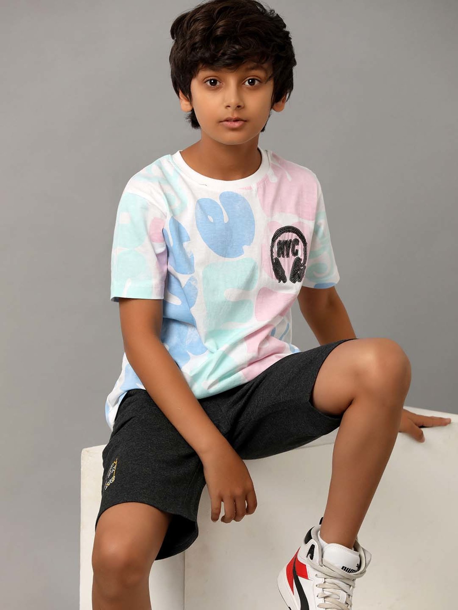 Under Fourteen Only Kids Multicolor Cotton Printed T-Shirt