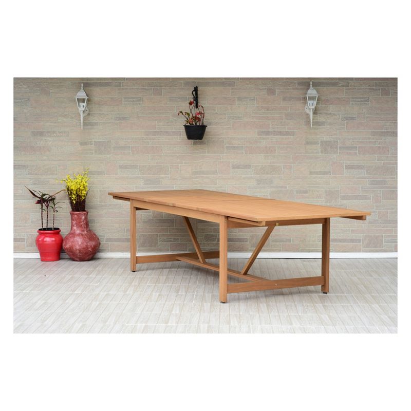 9pc Valencia Rectangular Extendable Eucalyptus/Teak Finish Patio Dining Set - Amazonia