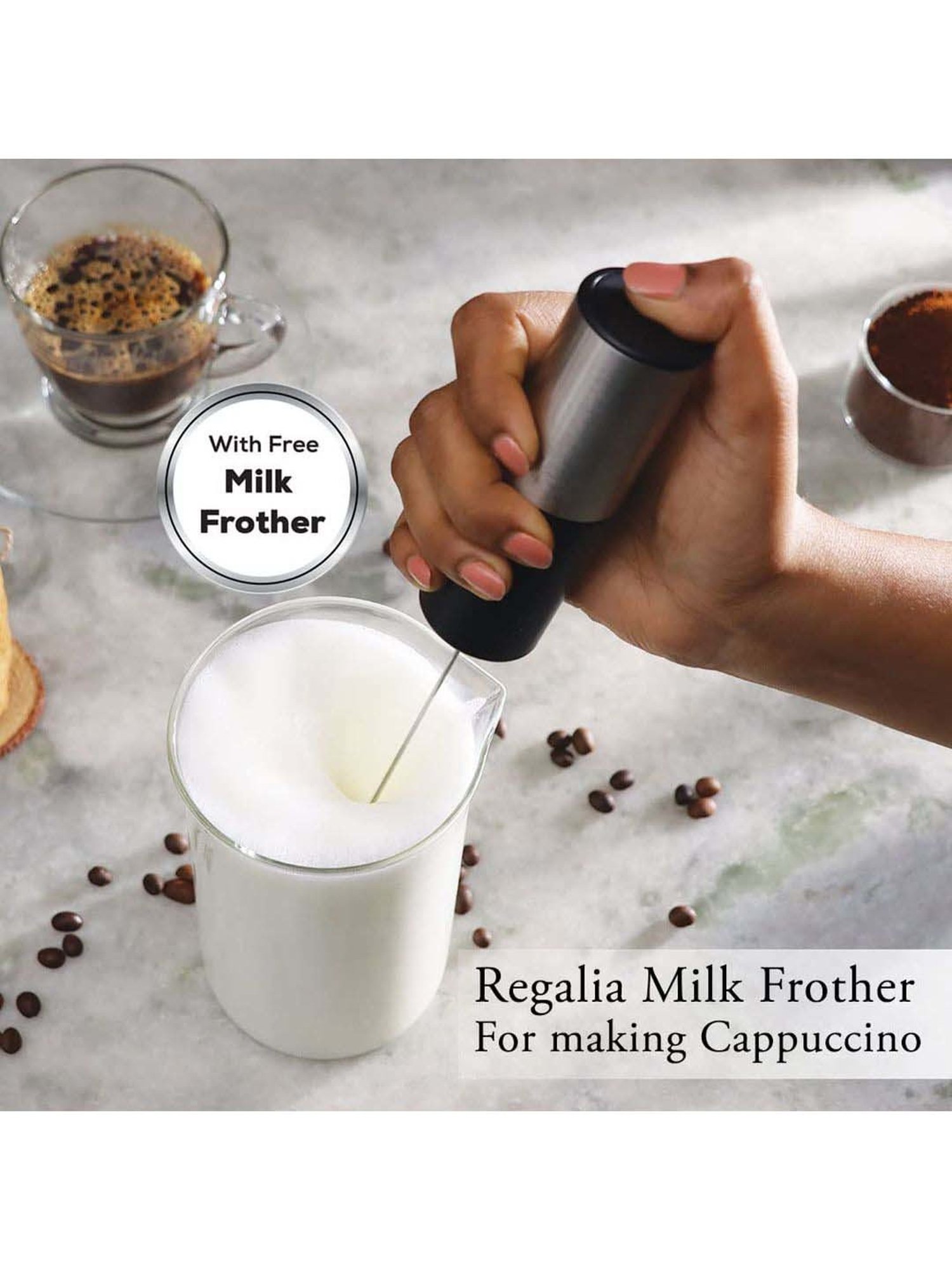 Wonderchef Regalia Capsule Coffee Machine with Frother (1400W, Black)