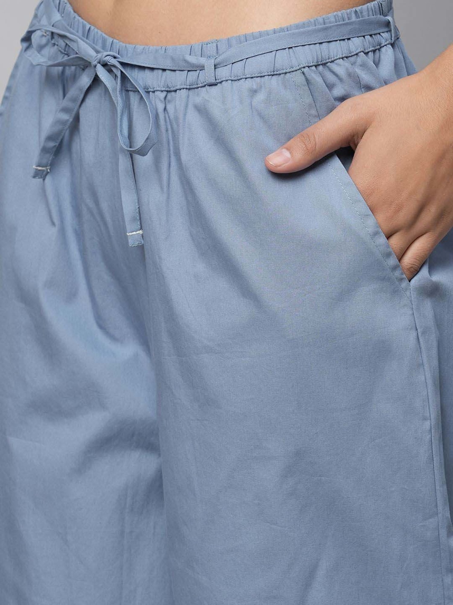 Chemistry Blue Cotton Embroidered Top Pyjama Set