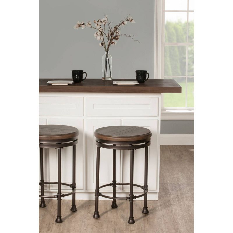 Casselberry Swivel Backless Round Counter Height Barstool Distressed Walnut/Brown - Hillsdale Furniture