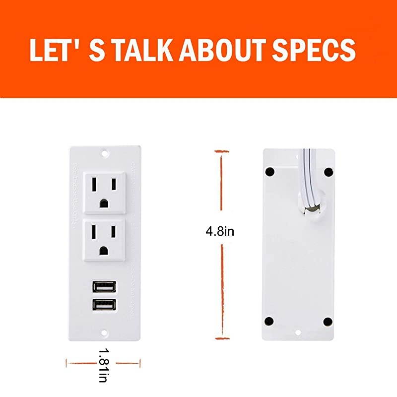 Recessed Power Strip, Recessed Desk Outlet with USB, In Conference Desk Recessed Power Outlets Socket, Desktop Power Grommet with 6.56ft Power Cord