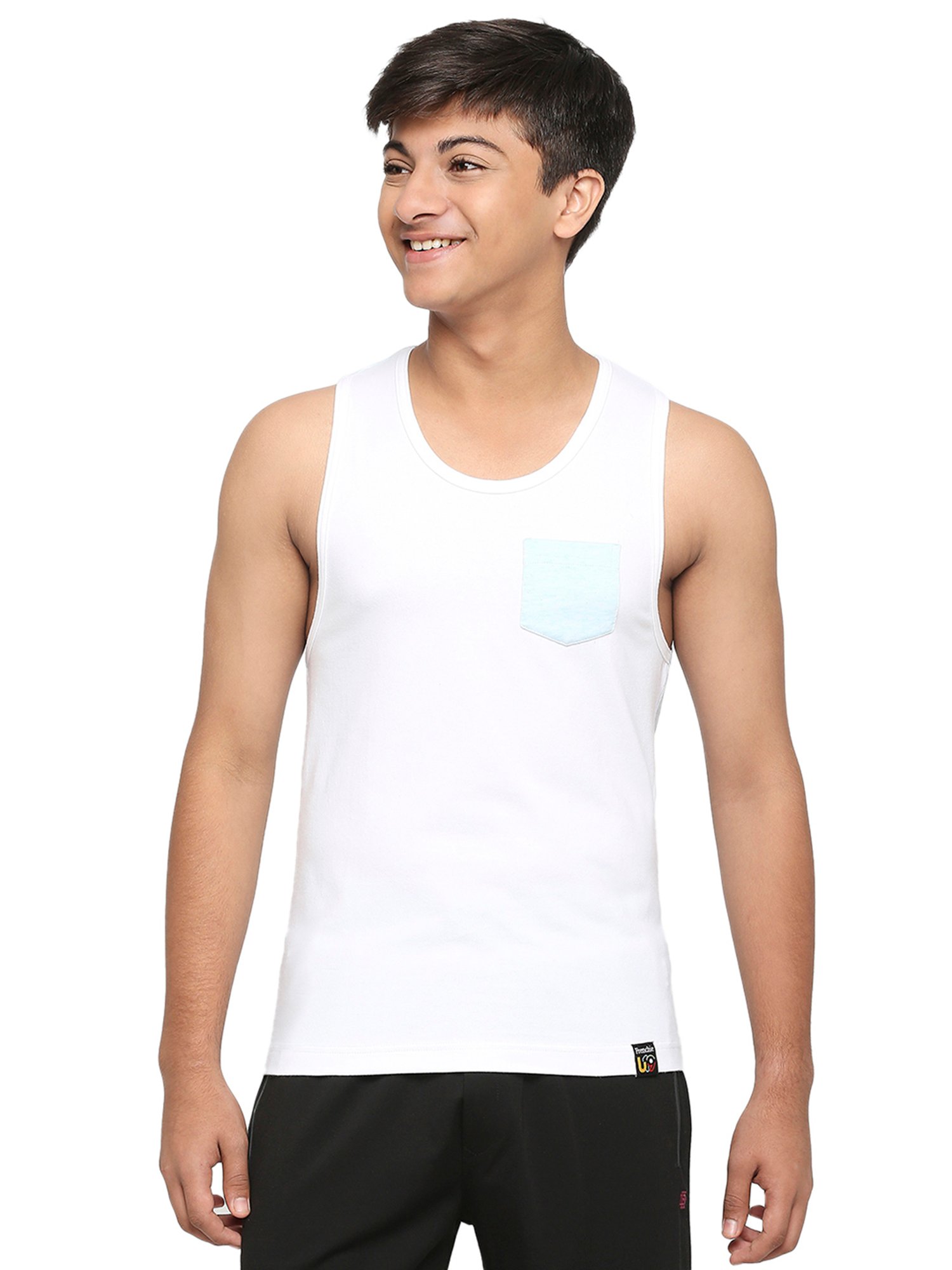 Frenchie Kids White & Blue Solid Vest