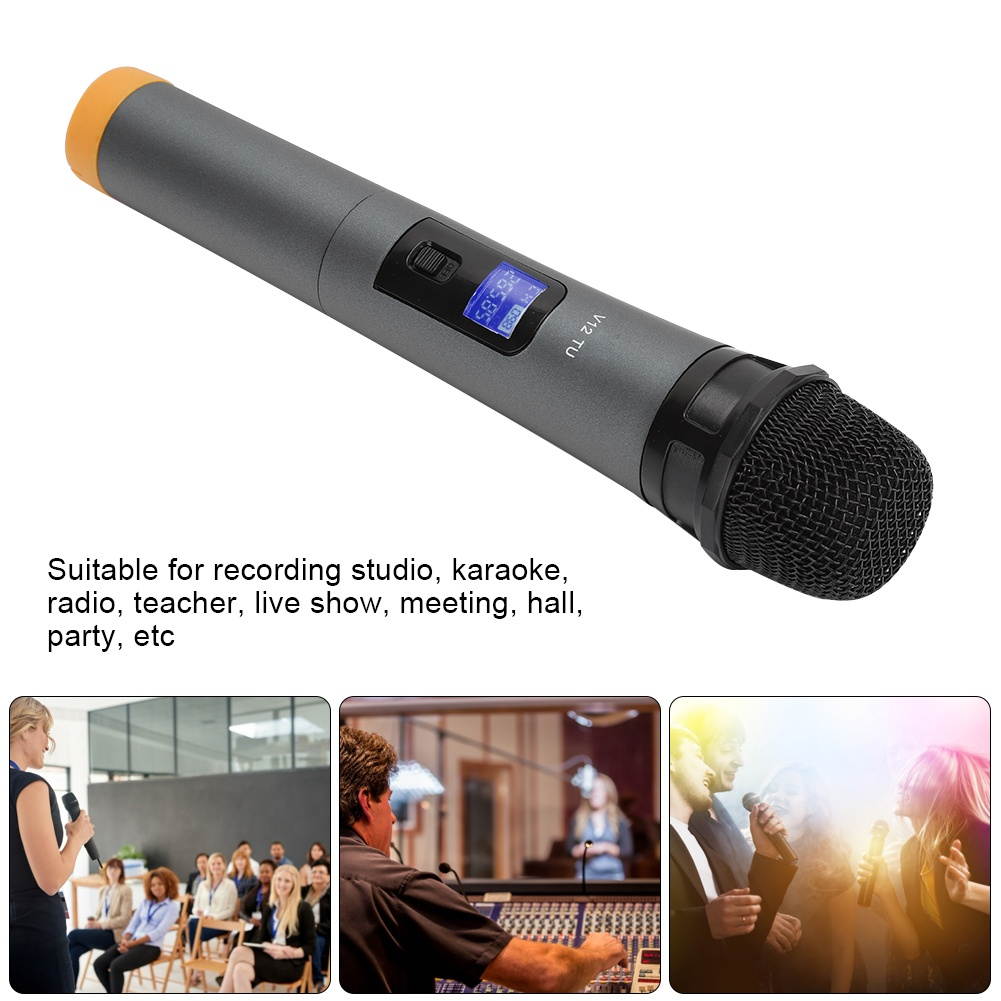 UHF Wireless Microphone Handheld Mic w/ Receiver For Karaoke Recording Speech