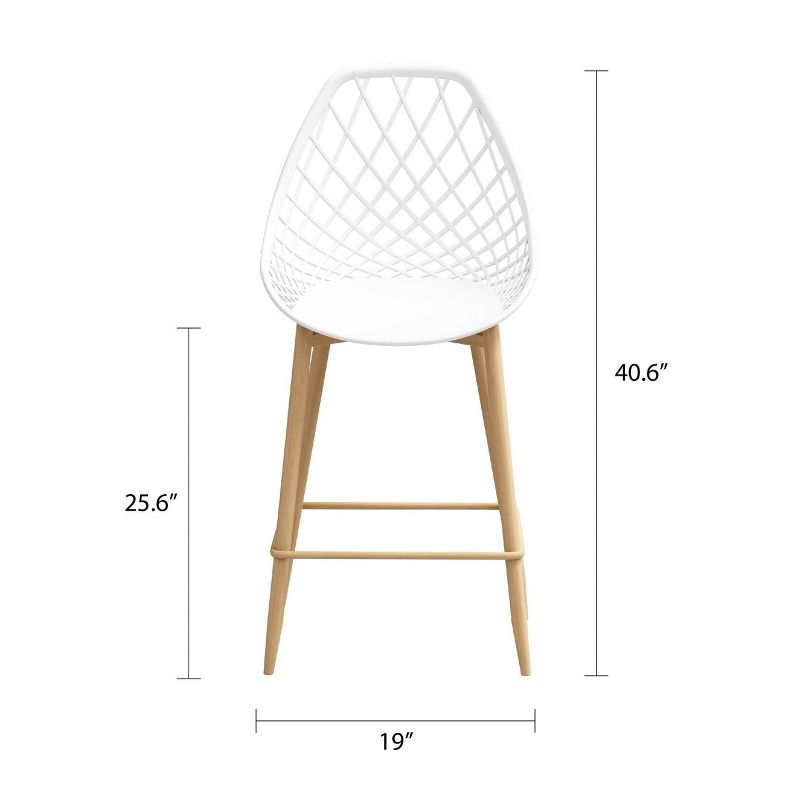 Set of 2 Kurv Counter Height Barstools White/Natural - Jamesdar