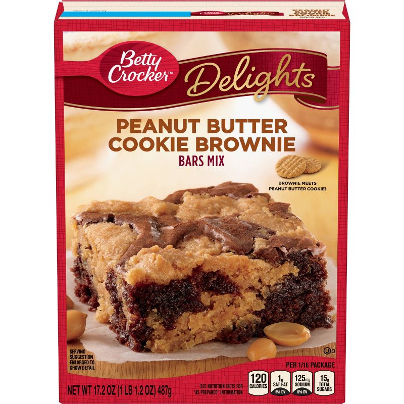 Betty Crocker Delights Peanut Butter Cookie Brownie Bar - 17.2oz