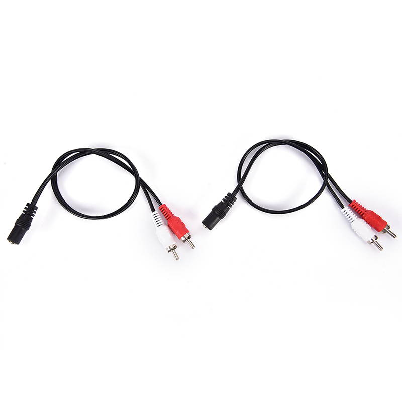 2-RCA Male Plug to 3.5mm Female Aux Audio Headphone Jack Converter Adapter Cable