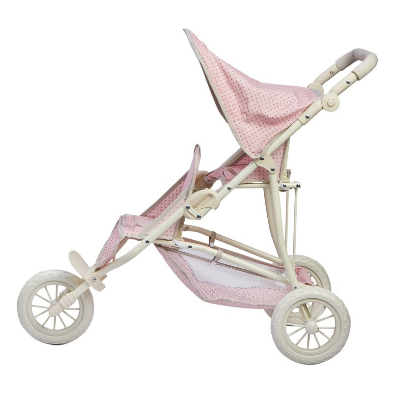 Olivia's Little World - Polka Dots Princess Baby Doll Twin Jogging Stroller - Pink & Gray