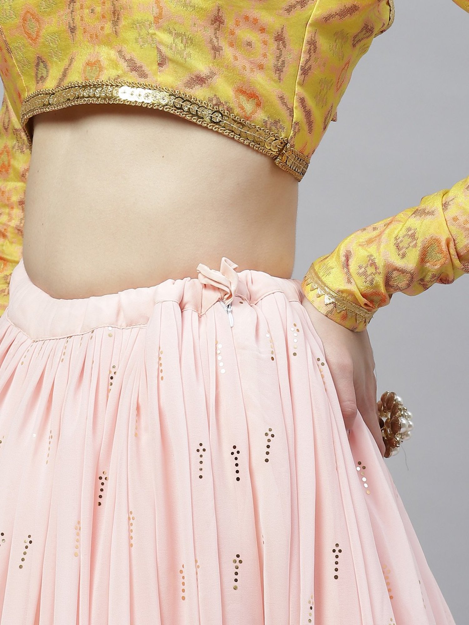 SHUBHKALA Pink Embellished Lehenga and Choli Set With Dupatta