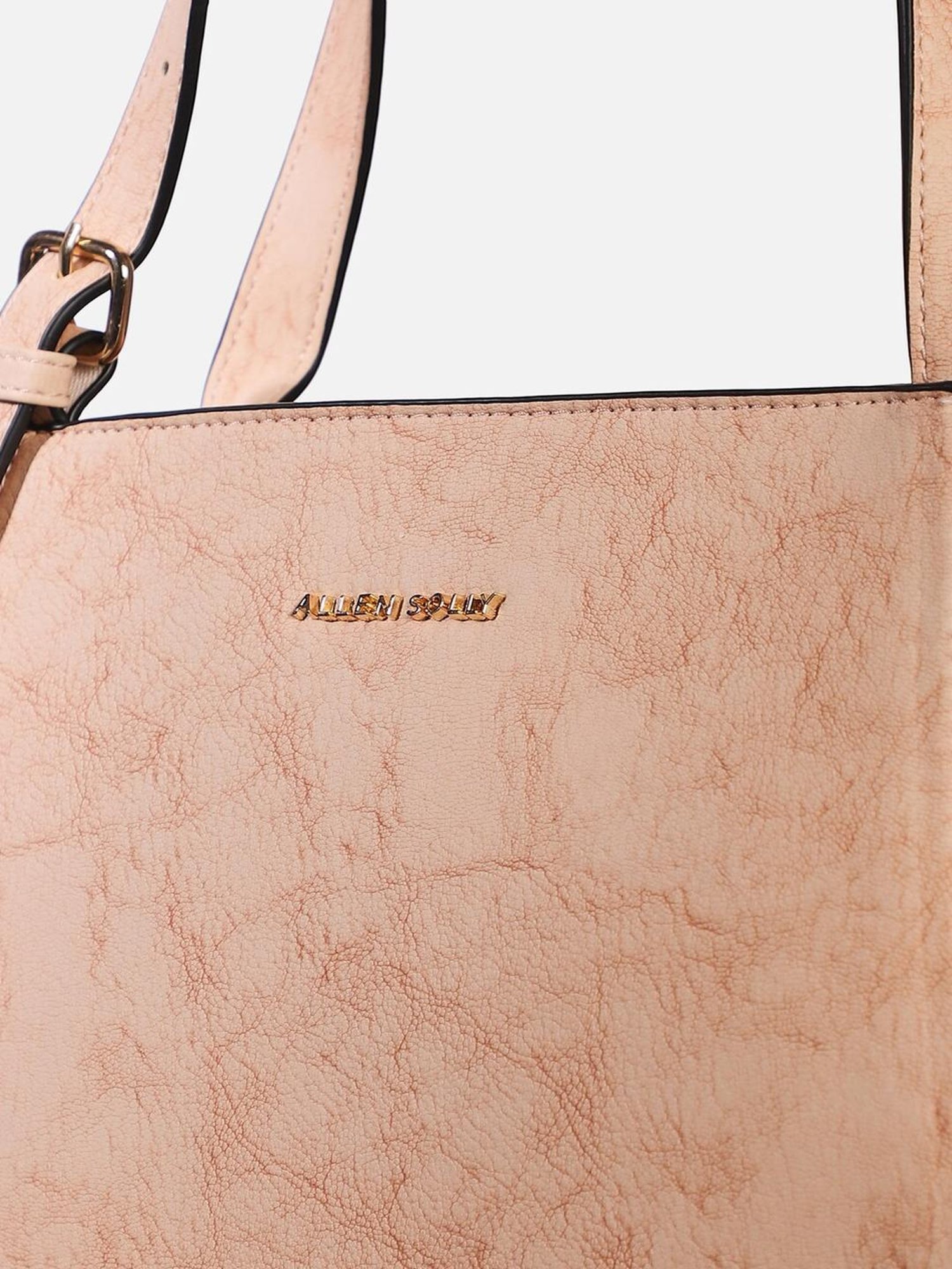 Allen Solly Peach Textured Medium Handbag
