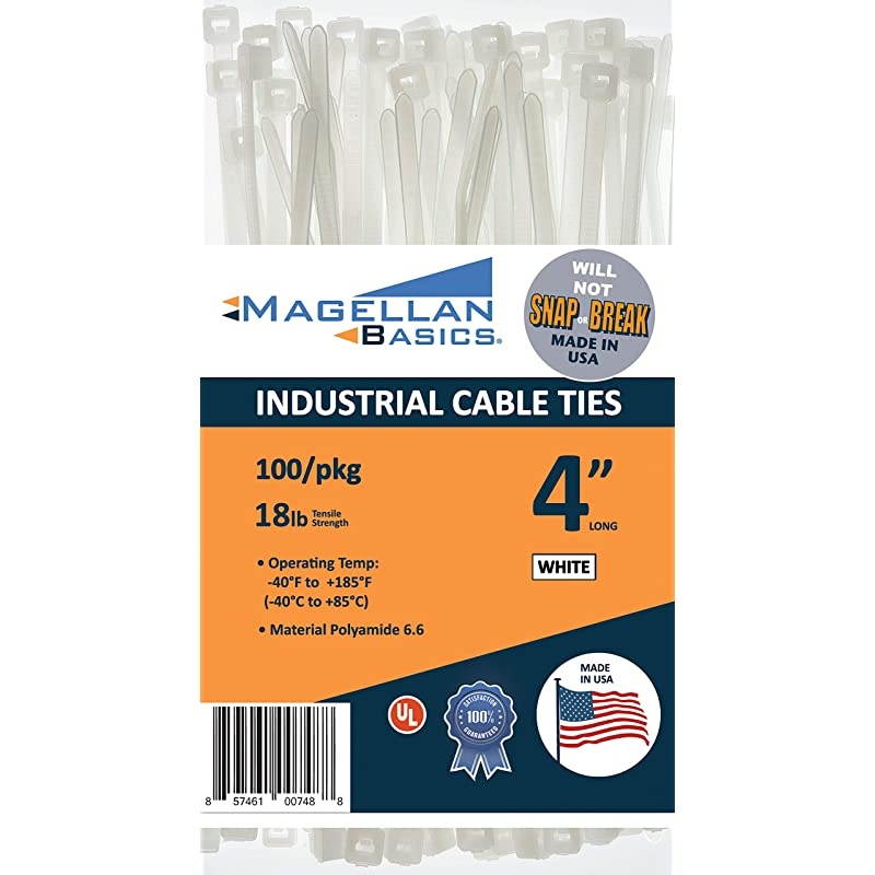 Pack Cable Zip Ties Heavy Duty"Made in the USA" 4 inch, Black (Made in the USA will not Break or Snap)
