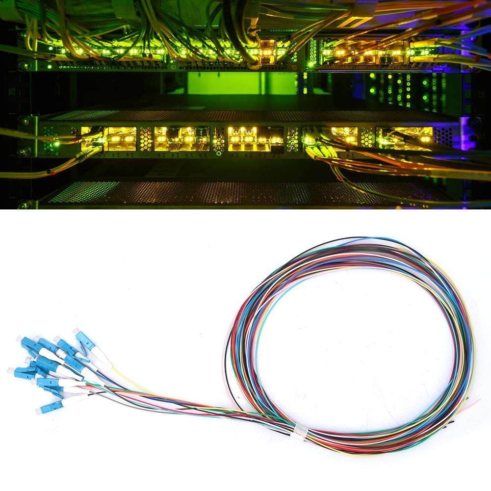 Fiber Optic Pigtail 12 Strand Fiber Optic Pigtail LC/UPC Single Mode Low Insertion Loss with Ceramic Ferrule 1.5m for Optical Fiber LAN Optical Fiber Communication System