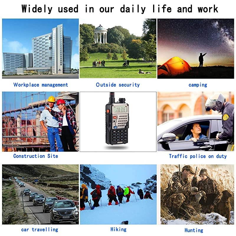 UV5RE+ 8Watt Ham Radio Handheld Rechargeable with Gamtaai NA771 Telescopic Antenna+Acoustic Tube Earpiece+2800mAh Large BatteryVHFUHF Two Way Radio Long Range Walkie Talkies Black