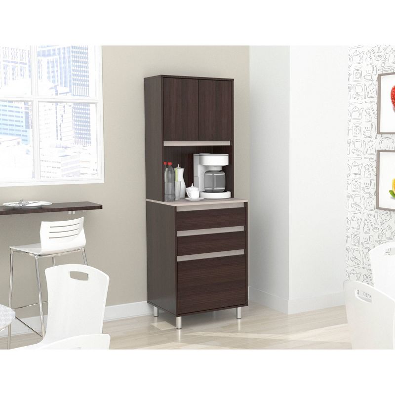 2 Door/3 Drawer Breakroom Cabinet Espresso/Amber Gray - Inval