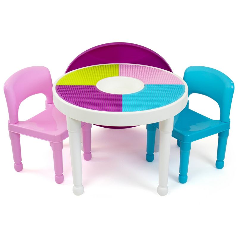 3pc Round Plastic Construction Table With Chairs & Cover - Humble Crew