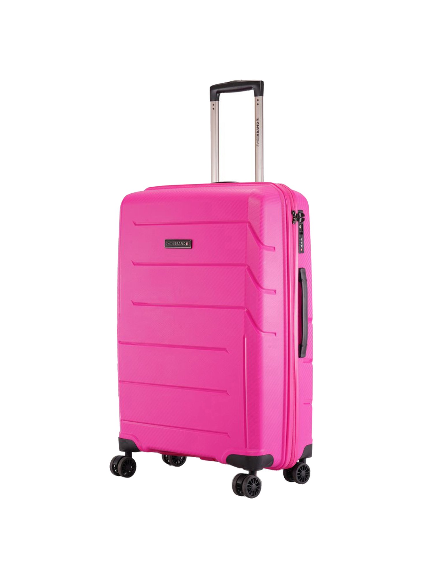 Swiss Brand Matterhorn Pink Textured Hard Medium Trolley Bag - 26 cm