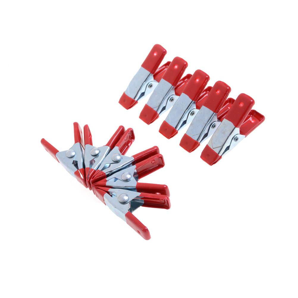 HOT 10pcs/lot 2" Mini Metal Heavy Duty Spring Clamps Clip Crocodile Clip Red Plastic Tips Tool Clips Grip Holder