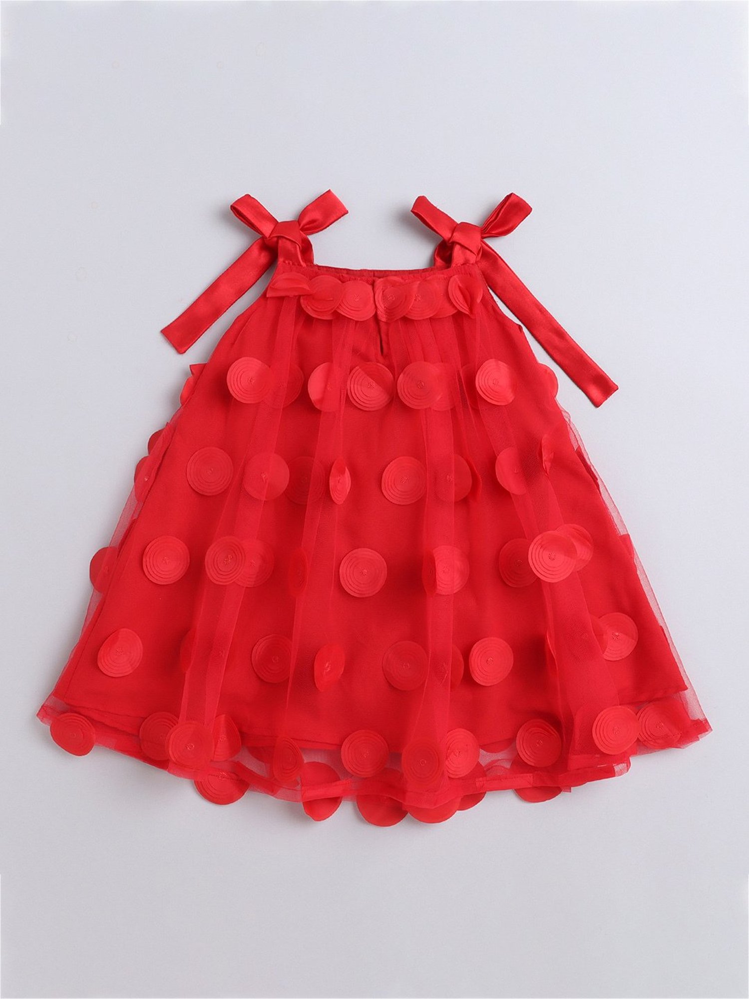 Many Frocks Kids Red Applique Dress