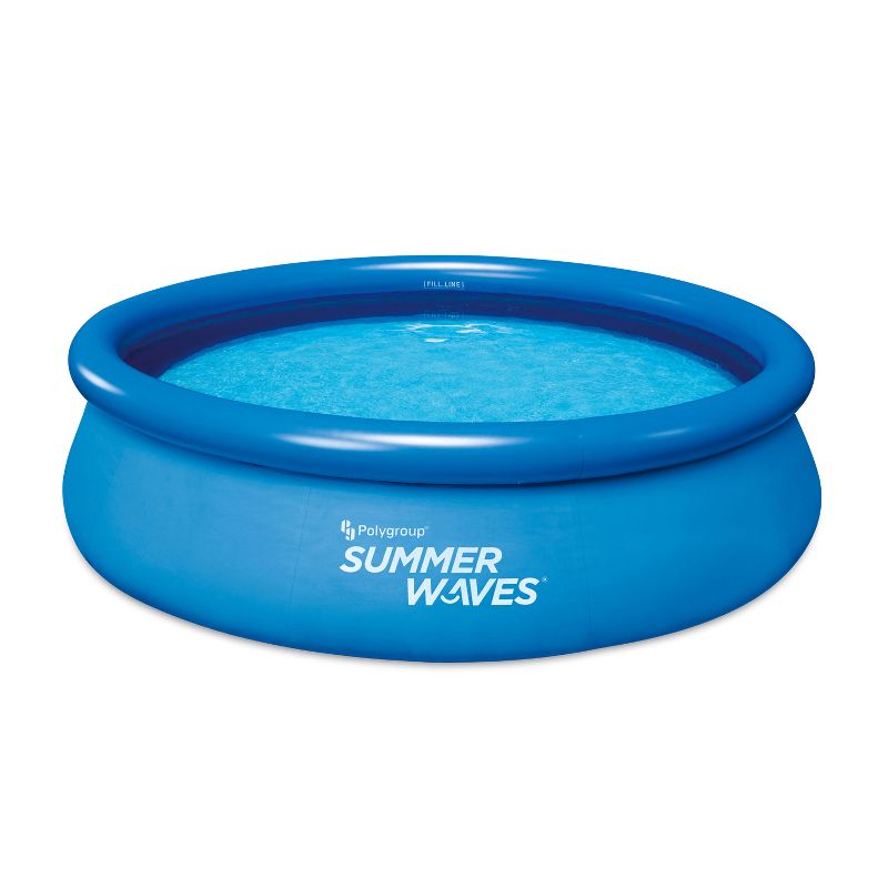 Summer Waves P1001030A156 Quick Set 10ft x 30in Inflatable Ring Round Above Ground Swimming Pool Set with Filter Pump and Type 1 Filter Cartridge