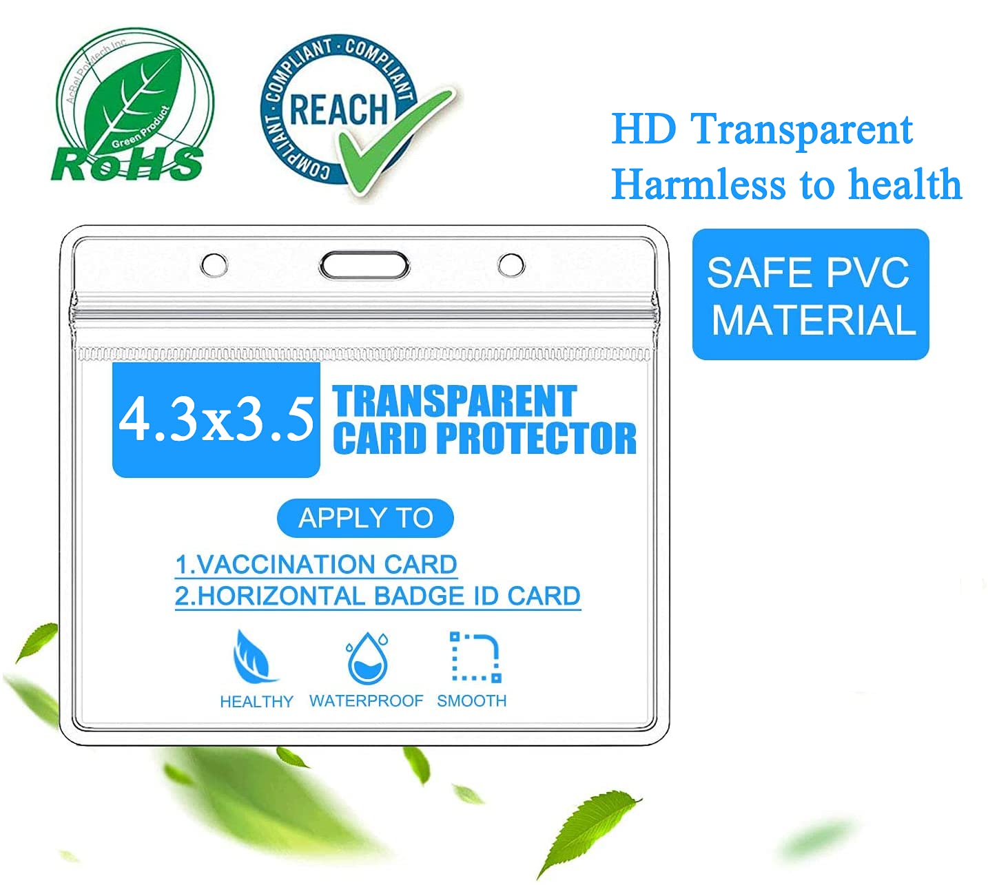 5 Pcs Vaccine Card with 5Lanyards Protector Vaccination Card Protector waterproof 4.3X 3.5 in Immunization Card, ID Card Holder Clear Waterproof Resealable Zip Badge Holder Clear Vinyl Plastic Sleeve