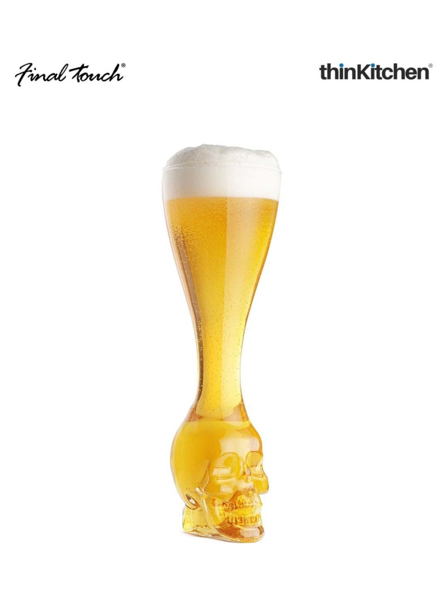 Final Touch Transparent Glass Brain Freeze Beer Glass & Stand (0.355 L)
