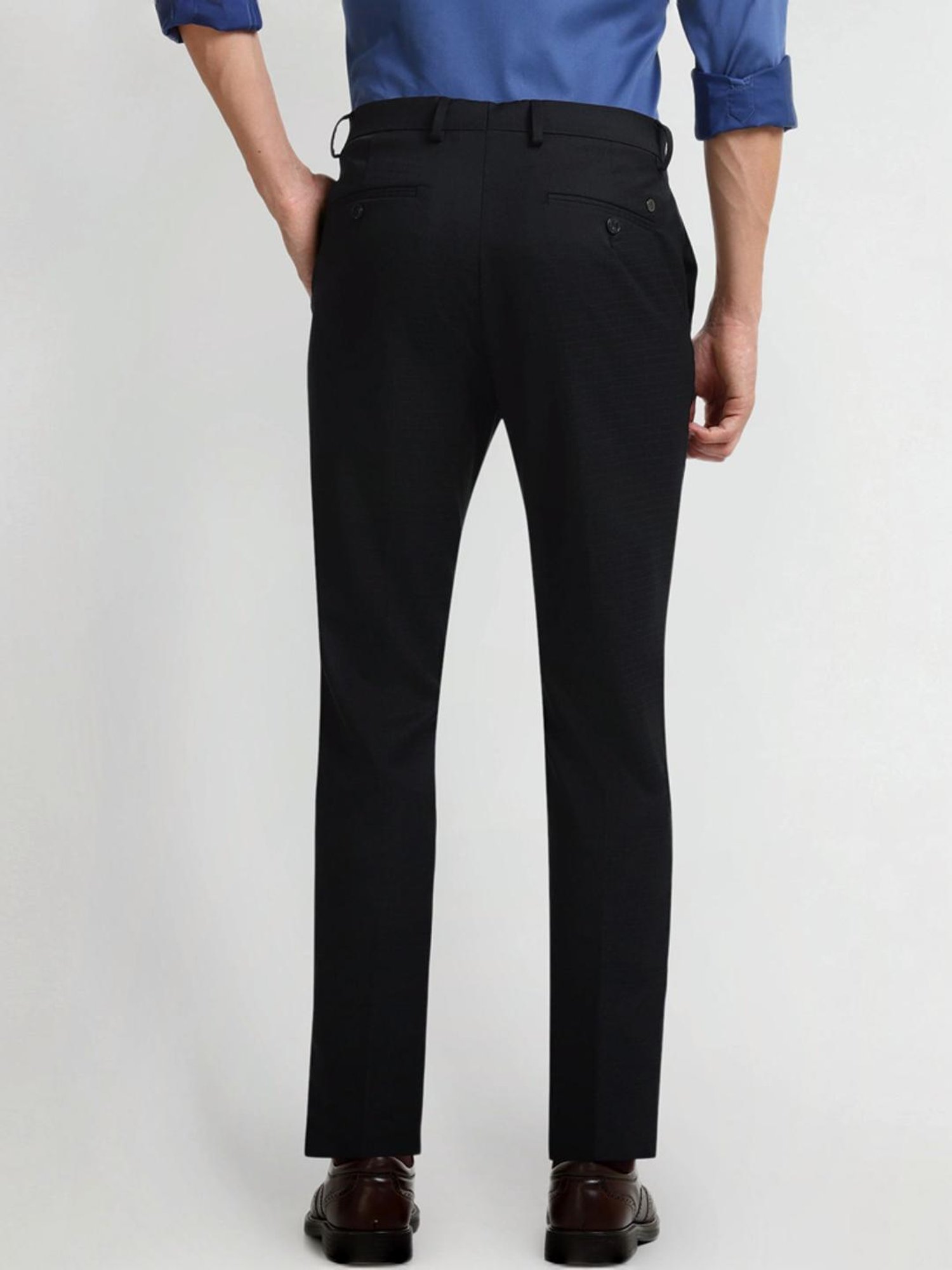 Arrow New York Blue Slim Fit Checks Trousers