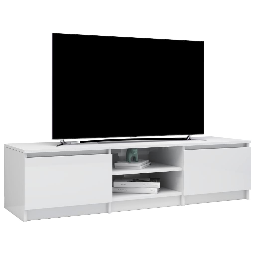 vidaXL TV Cabinet High Gloss White Chipboard Hifi Stand Living Room Lowboard