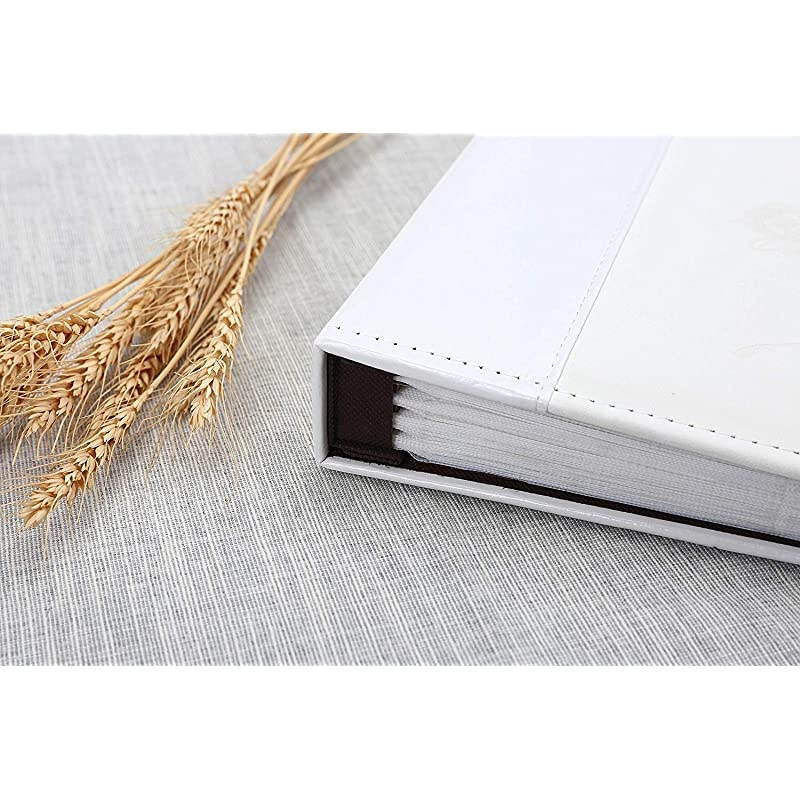Photo Album 4x6 1000 Photos, Large Capacity Wedding Family Leather Cover Picture Albums Holds Horizontal and Vertical 4x6 Photos with Black Pages(White)