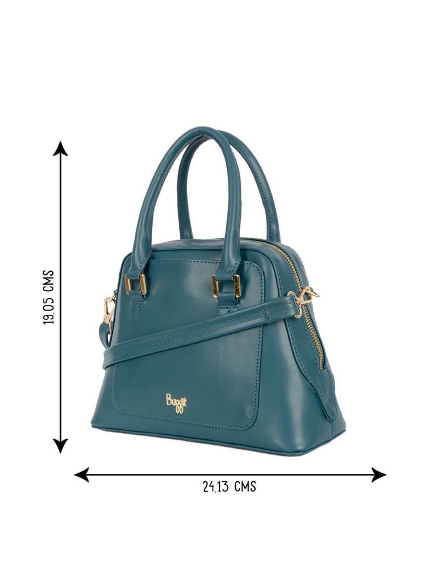 Baggit Blue Solid Medium Bowler Bag