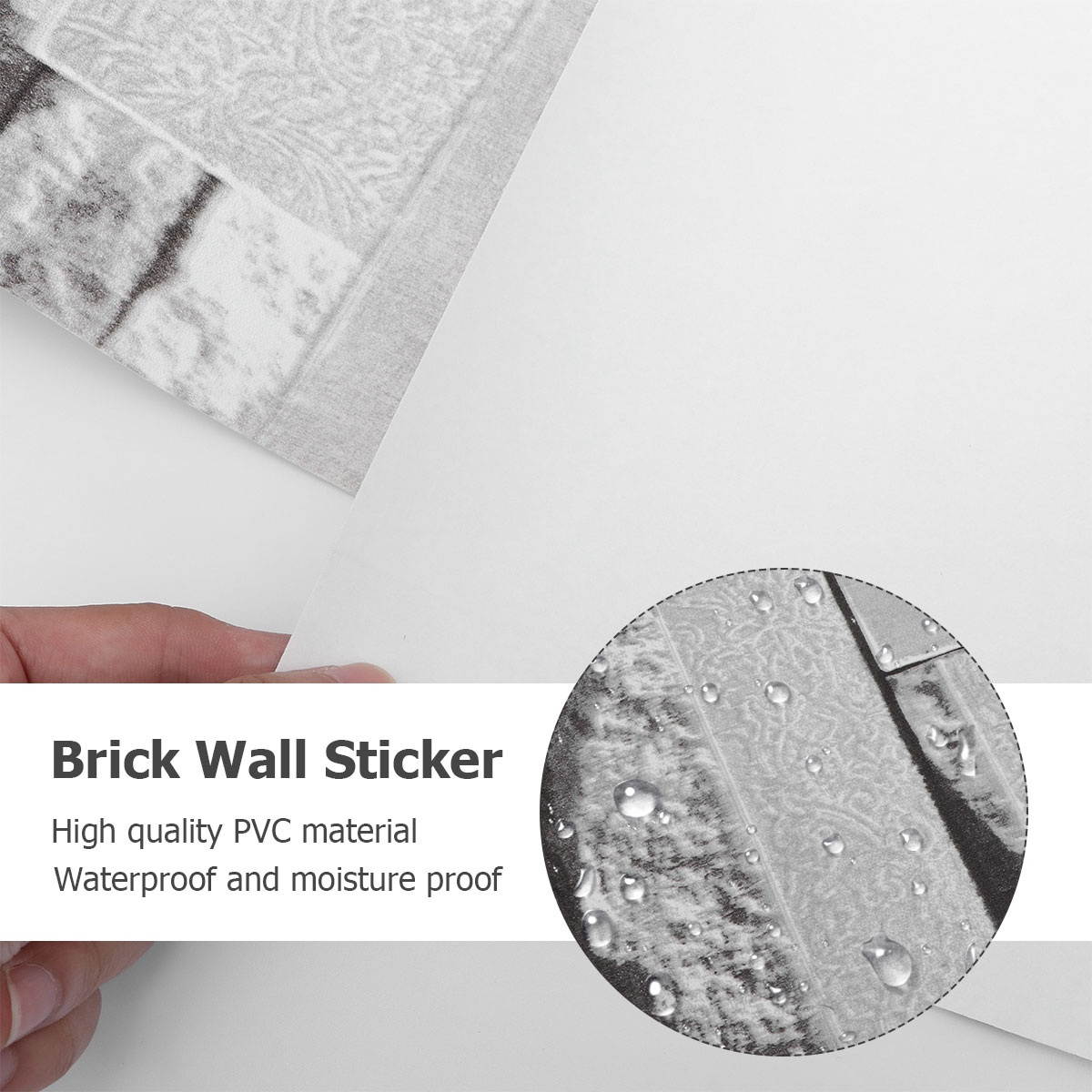 Antique Self-Adhesive Wall Sticky Paper Brick Texture Wall Paper for Home Bar Barber Shop (Nonwovens, Light Grey)