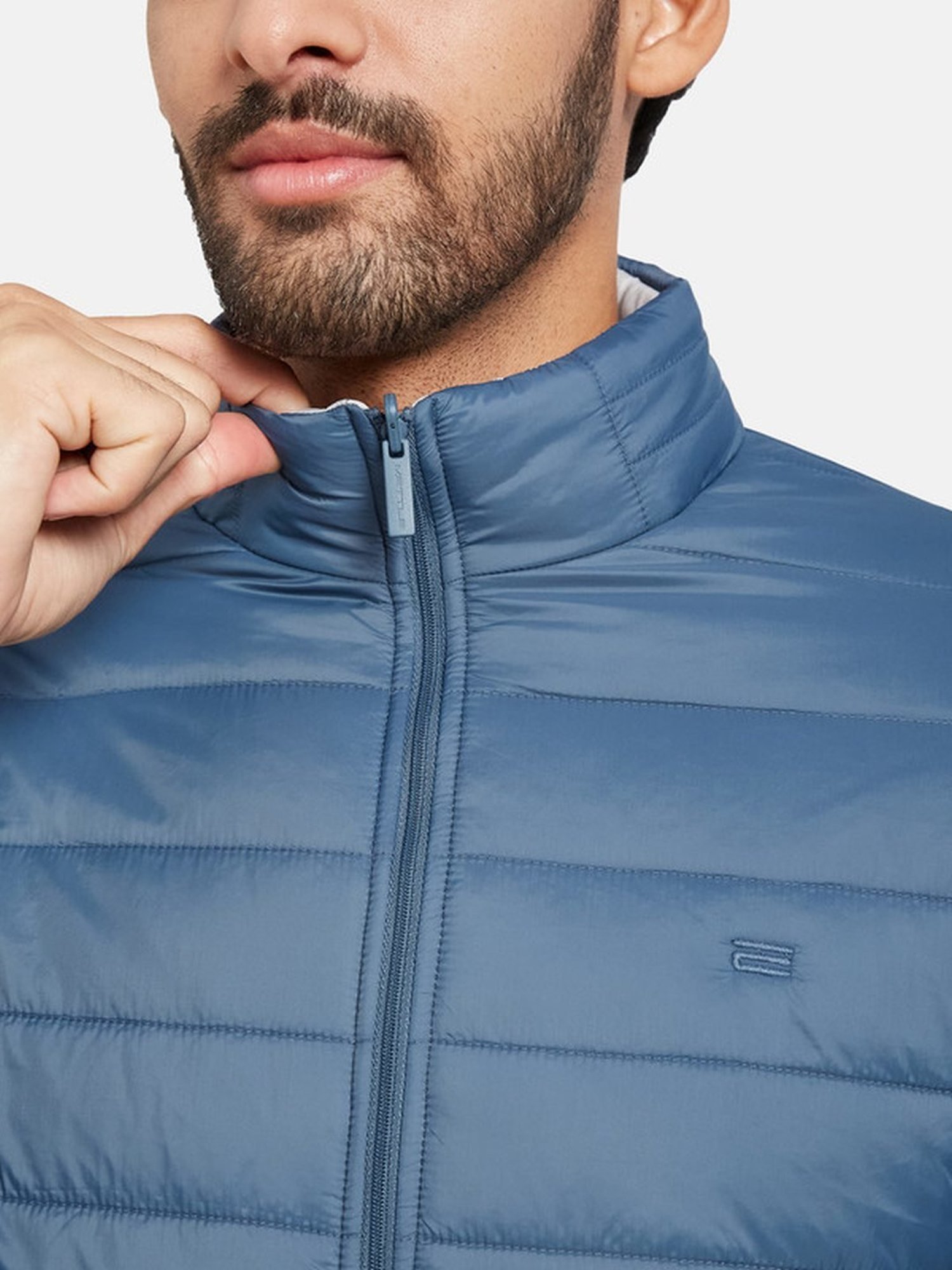METTLE Teal Regular Fit Quilted Jacket
