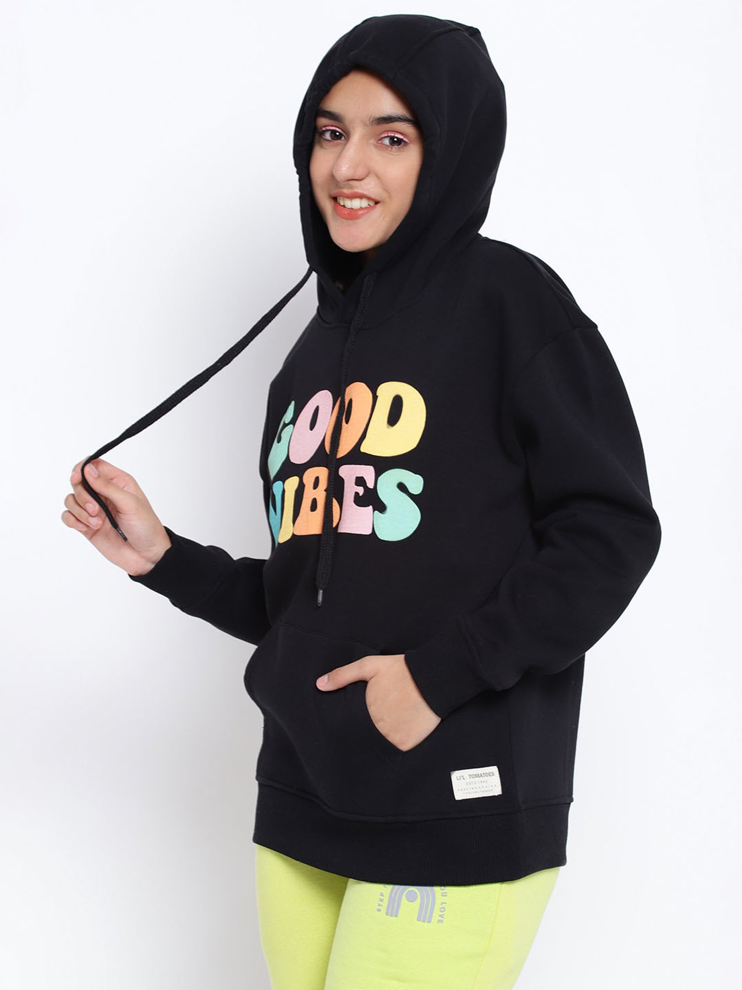 Lil Tomatoes Kids Black Graphic Print Full Sleeves Sweatshirt