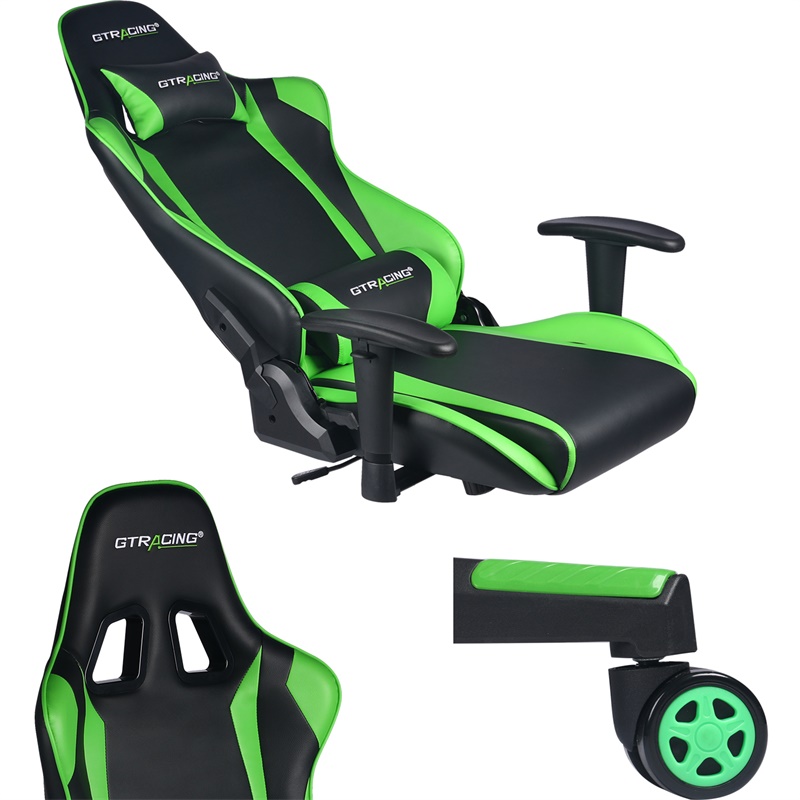 Gaming Chair, Racing Style Computer Desk Chair Padded Armrests Ergonomic Lumbar Support Adjustable Height