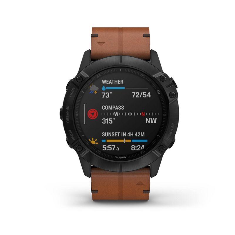 Garmin fenix 6X Sapphire Black - Brown Leather Band