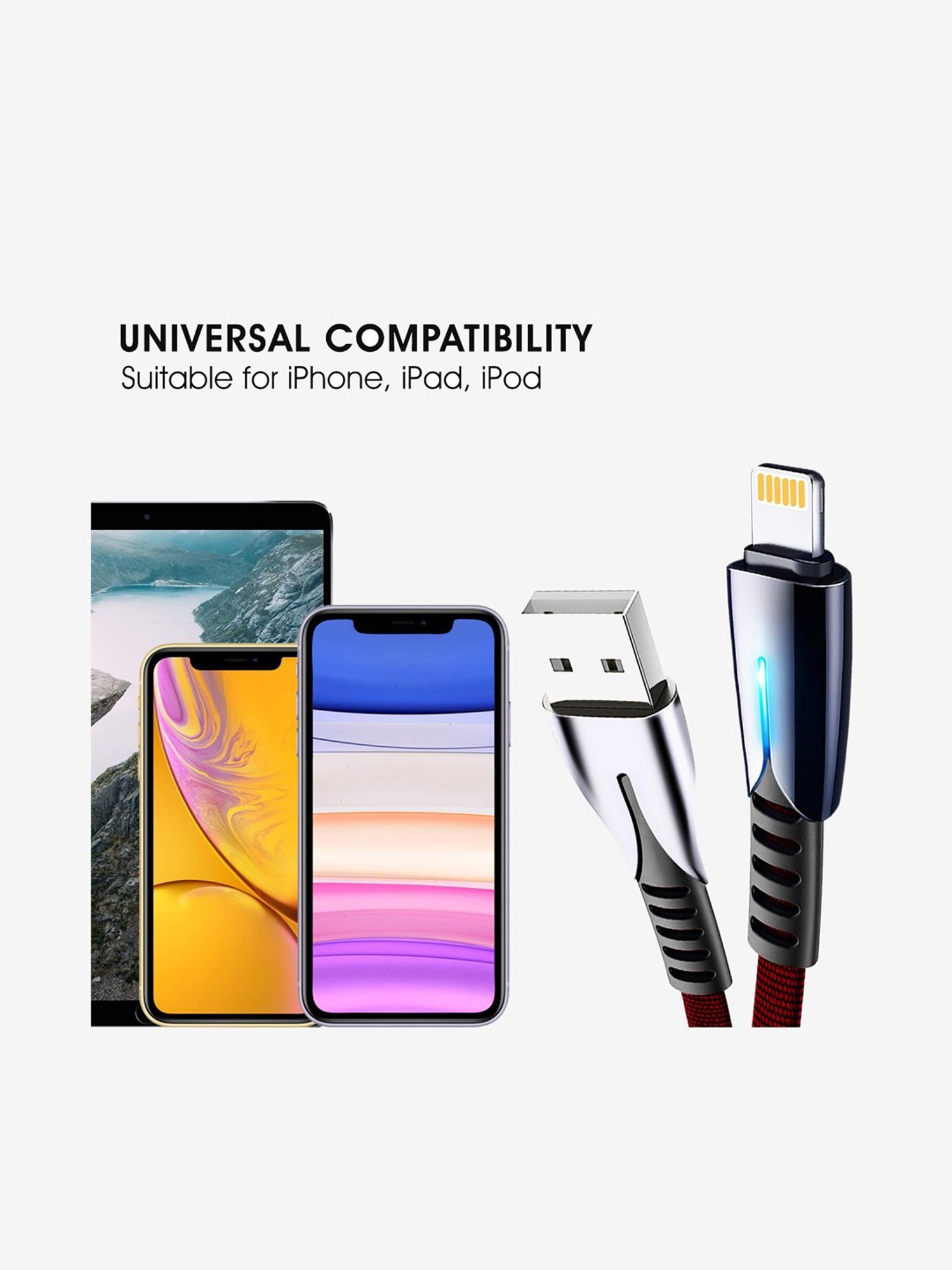 Fuelbox Nylon Tough Tested Braided Led Lightning To Usb Cable With Ultra Flexible 1.5 M(Red)