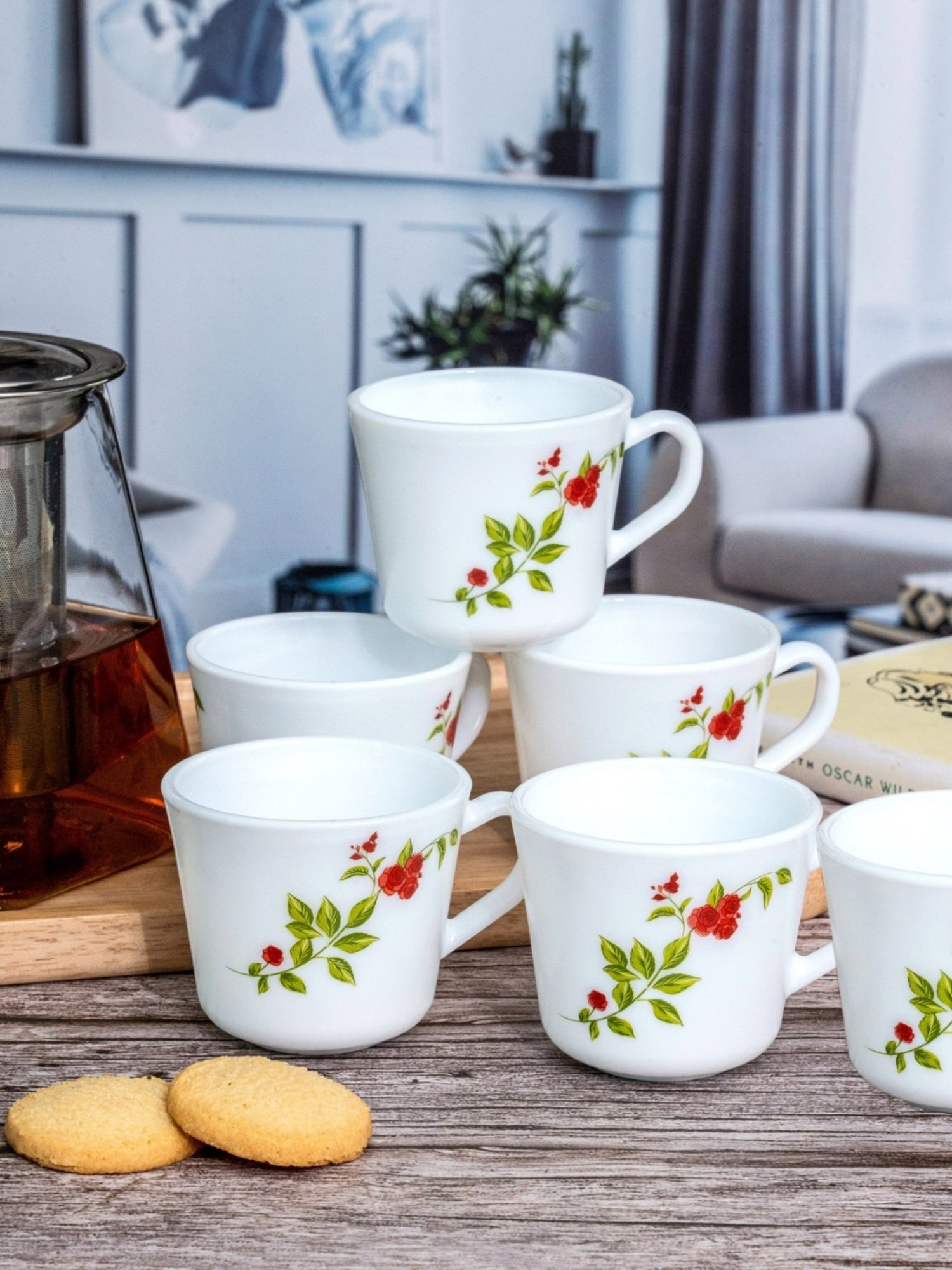 Larah by Borosil White Ceramic Opalware Mug - Set of 6 160ml