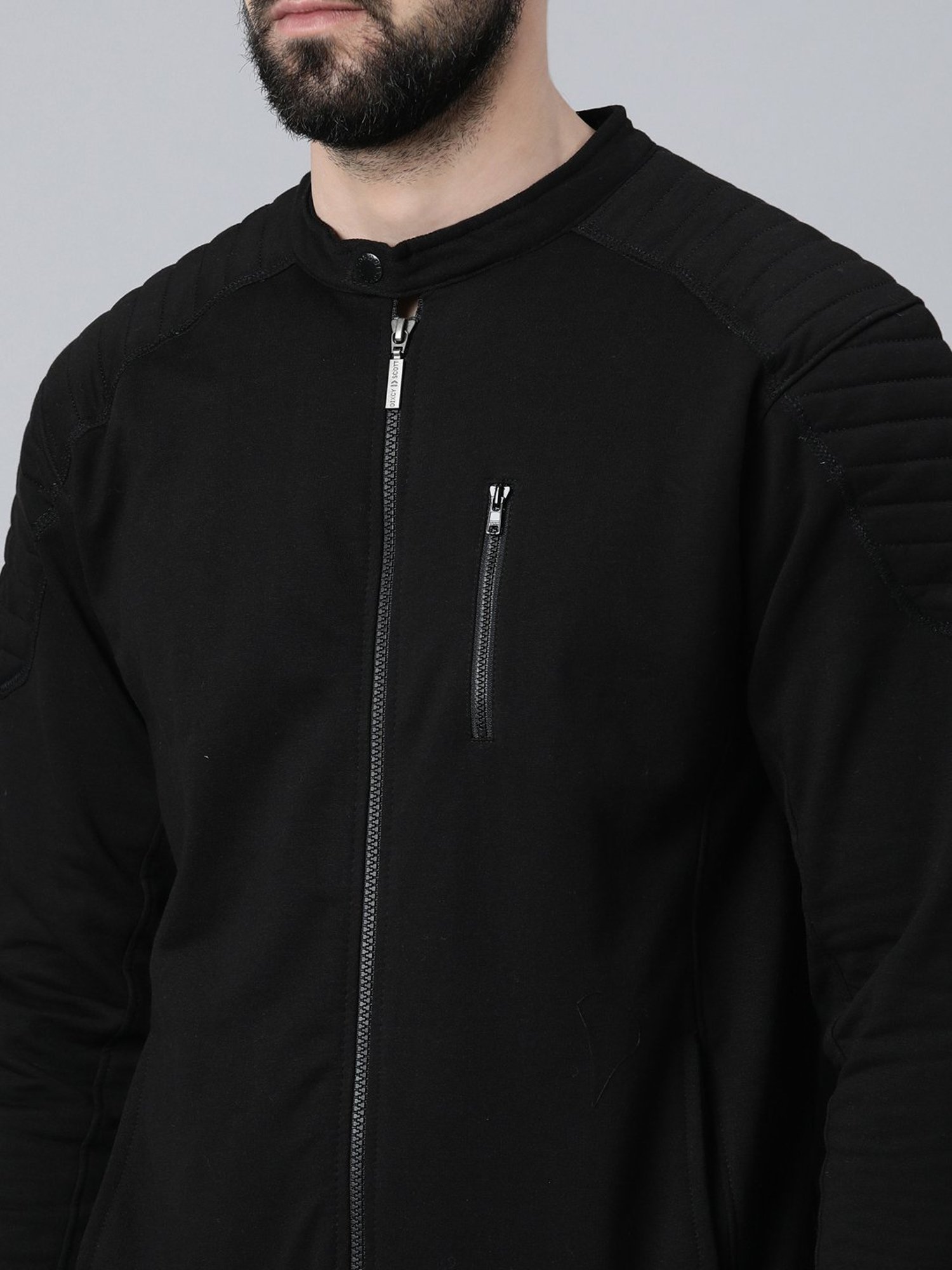 DIXCY SCOTT MAXIMUS Black Relaxed Fit Mandarin Collar Jacket