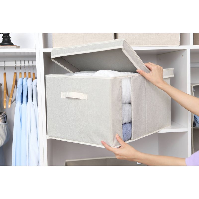 StorageWorks 65L Fabric Storage Bin Lid and Window Comfort Gray