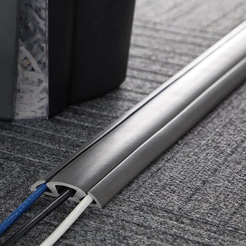 3Channel Cord Protector amp Concealer for Floor 30FT Gray