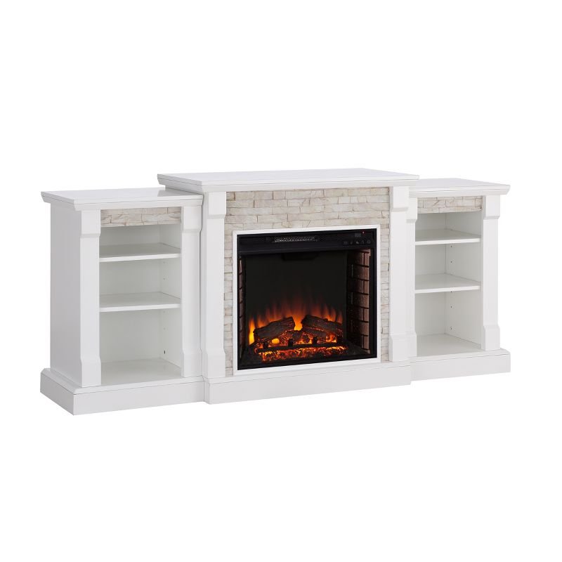 Aiden Lane Gilman Simulated Stone Electric Indoor Fireplace With Bookcases