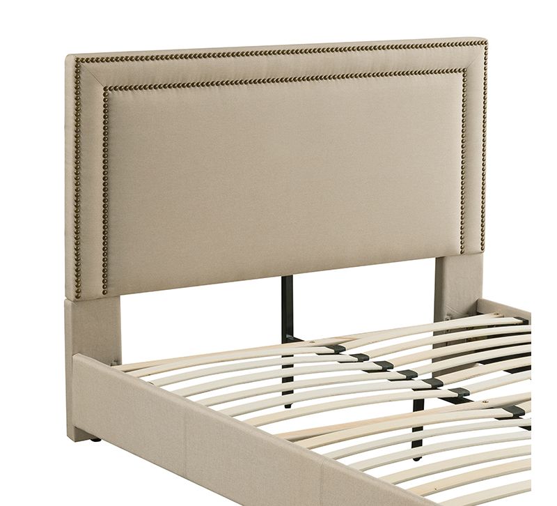 Glenwillow Home Baffin Upholstered Headboard in Taupe Linen, Full/Queen Size