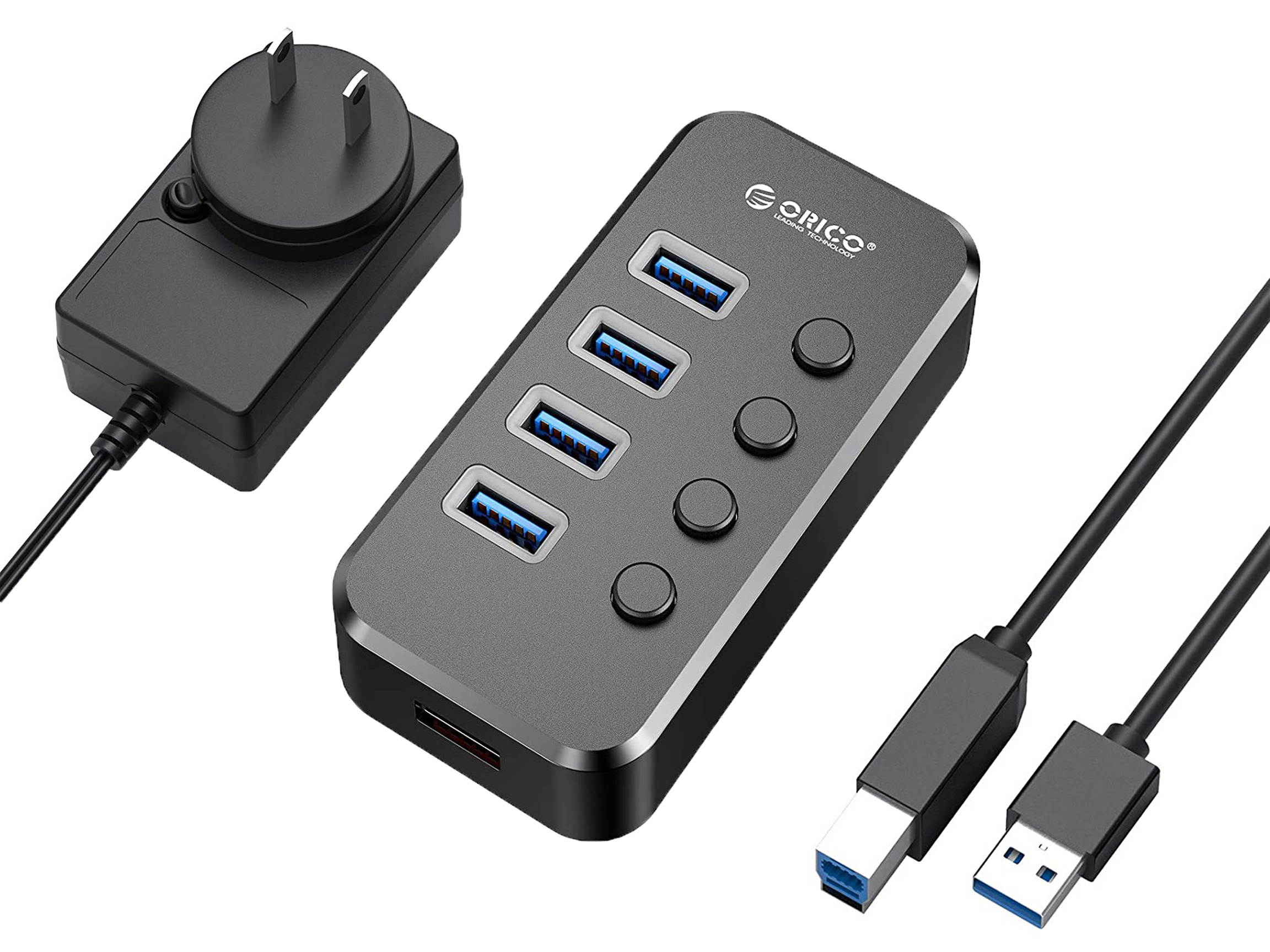 USB 3.0 Hub, Portable SuperSpeed 4 Port USB 3.0 Hub with Built-in Cable , USB Extension Multi-function USB Dock Hot Swapping Support for  Mac, PC, USB Flash Drives and Other Devices