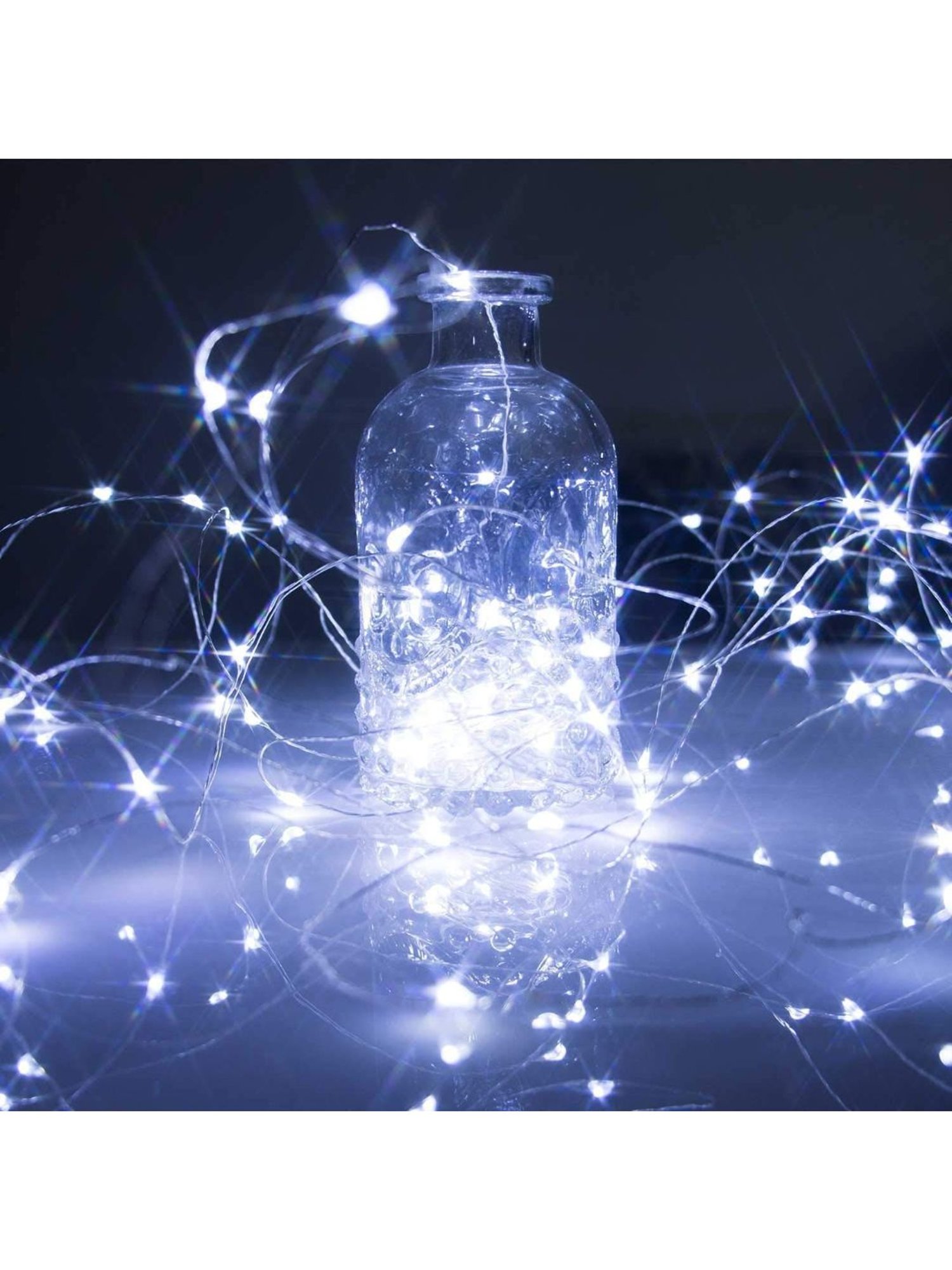 XERGY 33ft Long 100 LED (Silver) Wire Fairy String Lights 8 Modes LED String Lights (White)