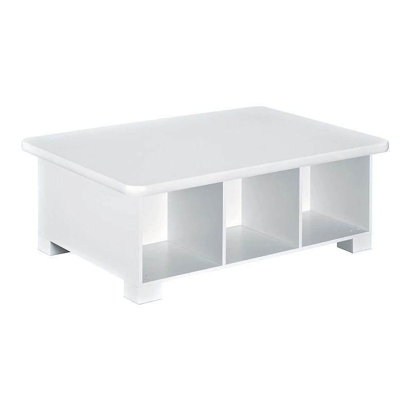 ClosetMaid Toddler Kids Wood Desk Play Activity Craft Table with Cube Shelf Organizer Storage for School Supplies, Books and Toys, White