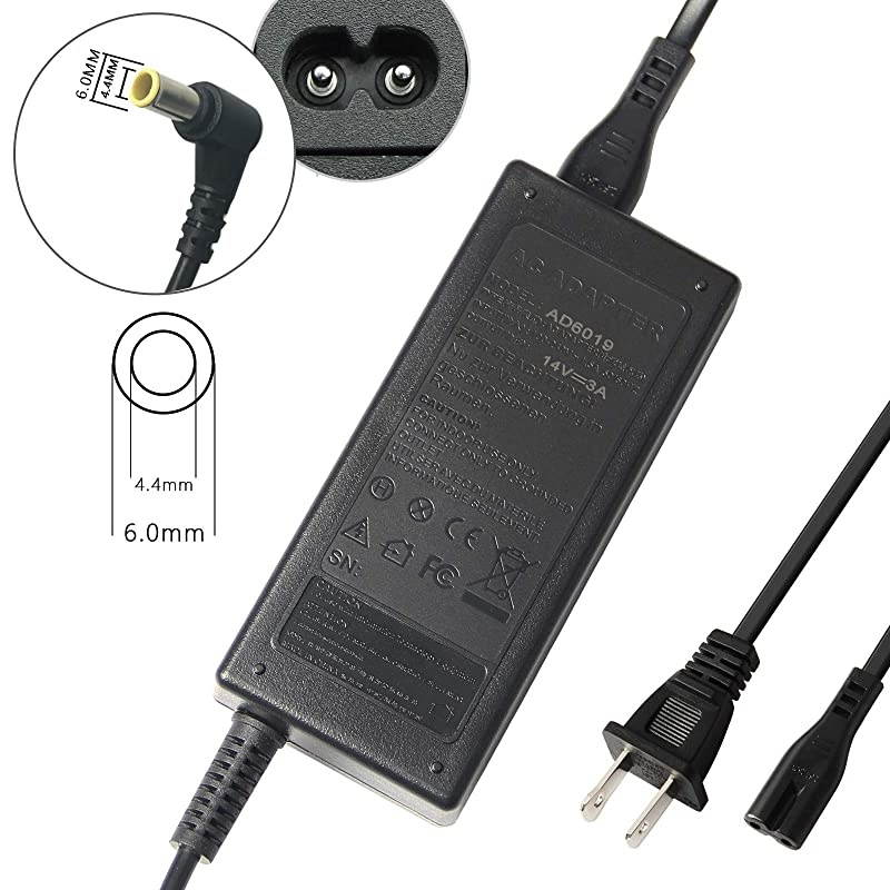 14V 3A AC Adapter Power Charger Compatible with Samsung S27a350h S20D340H S20D340HY S22D300BY S22D300HY S22D300NY S22D340HY S24D300HL S24D340H S24D340HL TFT LCD Monitor60 X 44mm