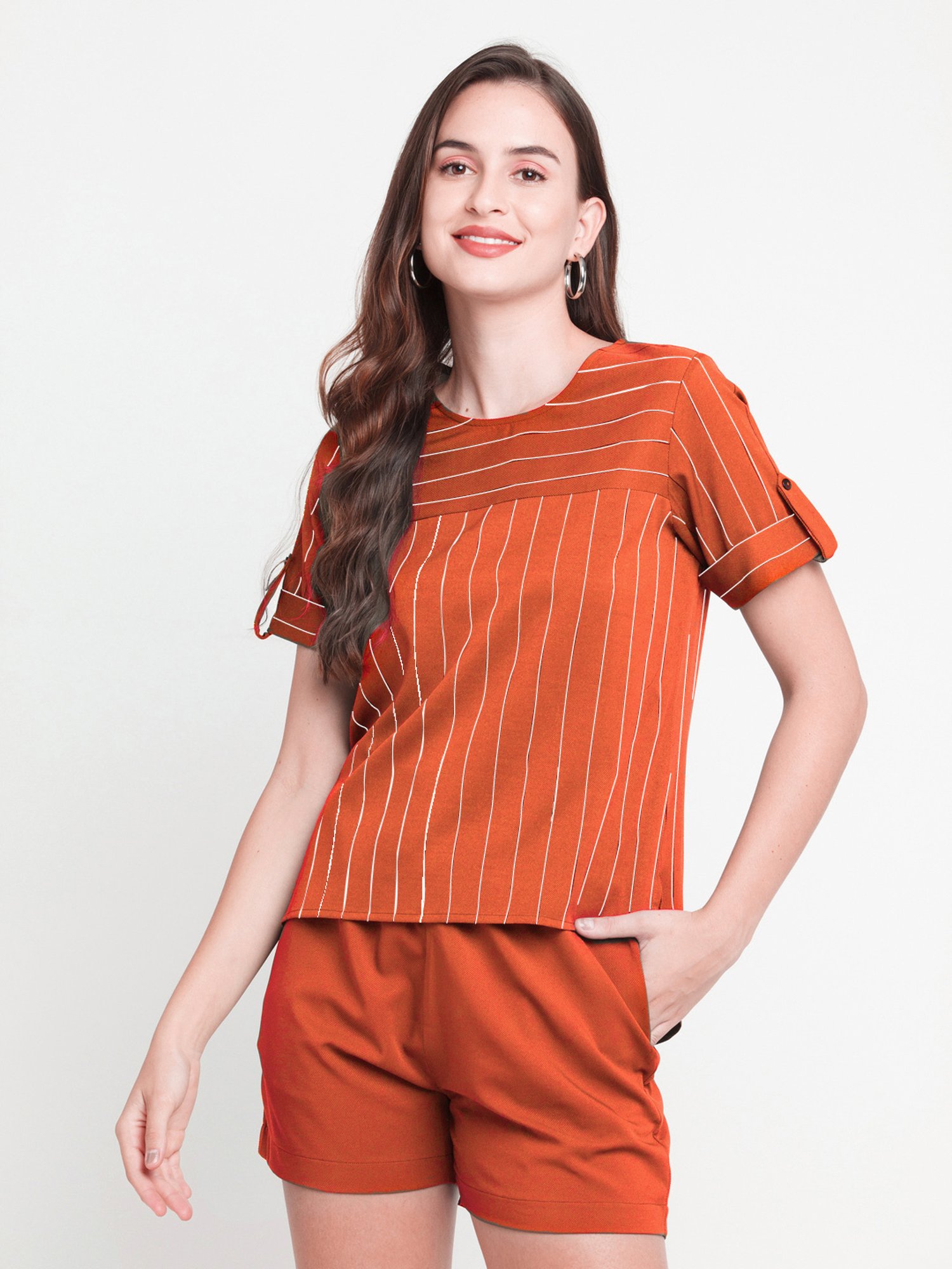 Zink London Brown Striped Top