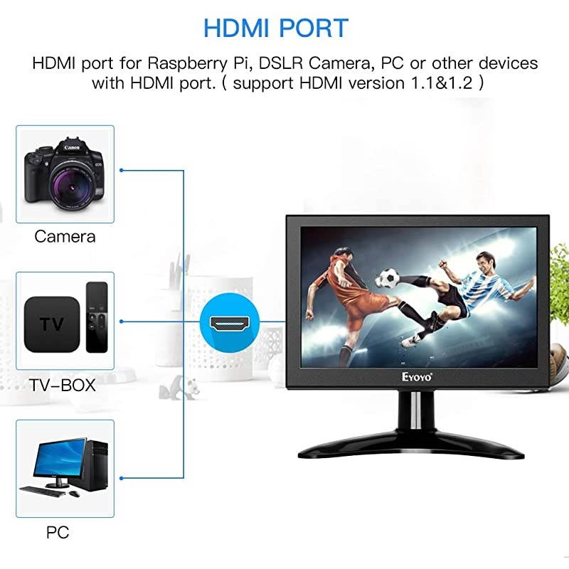 7 inch Small HDMI LCD Monitor Portable IPS Screen 1280x800 16:10 Support HDMI VGA AV BNC Inputs