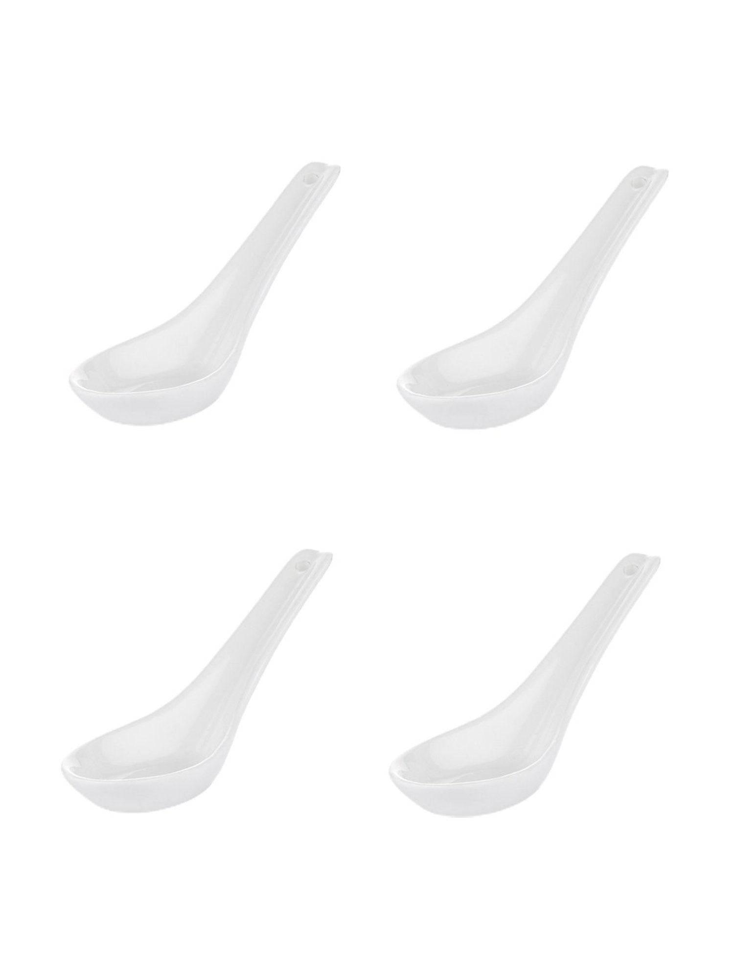 Clay Craft White Ceramic Soup Spoon - Set of 4