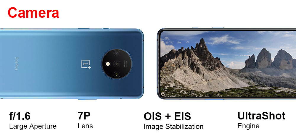 Original Global Version OnePlus 7T Fluid Display 6.55" AMOLED Screen 48MP Triple Cameras Dual-SIM 256GB/8GB Snapdragon 855+ 3800mAh Phone UFS 3.0 NFC Factory Unlocked